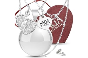 SAGA GIOIELLI - Collana Chiama Angeli Gravidanza Ciondolo Richiamo Degli Angeli Gravidanza, Idee Regali per Donne Incinte come Porta Fortuna, Regalo per Futura Mamma