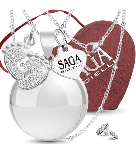 MAMIJUX Chiama Angeli Angioletto Mamma Idea Regalo Gravidanza Collana Donna Richiamo degli Angeli Catenina Acciaio