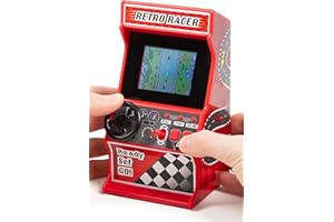 THUMBS UP Mini Machine de Course d'arcade, 30 Jeux de Course 8 Bits intégrés, Jeux de Voiture, vélo, Bateau et Ski, écran Couleur 2,4", Volant, Levier de Vitesse, 2 Boutons, Cadeau Parfait - ThumbsUp!