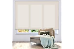 ECOMMERC3 | Estor Enrollable Translúcido Liso 180x175 Ancho x Alto - Estor Enrollable Medida Tela 177x170 - Estor Fácil Instalación a Pared o Techo - Estor Marrón Claro