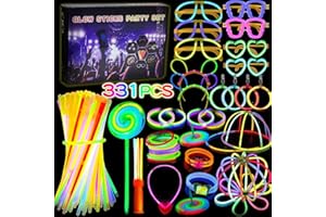 Bracelets Fluorescents Lumineux,331 Pièces Bâtons lumineux,Bracelets Fluorescents Glow,avec 150 Connecteurs pour Halloween,Noël,Anniversaires,Mariages, Activités de Fêtes,Fournitures de Fête Sombre