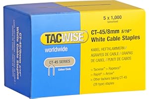 Tacwise 0980 Punti Ferma Cavi Bianchi di Acciaio Galvanizzato Tipo CT-45 da 8 mm, Confezione da 5000