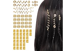 Dacitiery 56 Stück Dreadlocks Schmuck Gold, Dreadlocks Perlen Haarschmuck Damen Männer Verstellbar Metall Haar Geflecht Ringe für Zöpfe Dekorationen Dreadlocks Zubehör für Männer Frauen