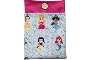 ACARICIANDO PAPEL CON HISTORIAS Funda artesanal mediana de solapa para libros de princesas disney + marcapáginas de regalo, funda de algodón ecológico, acolchada para adolescentes