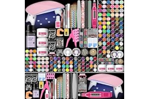COSCELIA Kit Uñas Acrilicas Completo Con Lampara U-V/Led Uñas,78 Colors Decoración Con Purpurina y 30ML Monómeros,Limas Para Uñas Manicura Eléctrica,Kit Manicura Y Pedicura