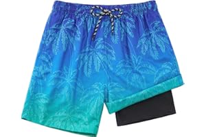 Dancinova Costume da Bagno Pantaloncini da Bagno per Ragazzini Bambini Fodera di Compressione, Costumi da Bagno per Piscina, Pantaloncini da Bagno Asciugatura Rapida Stampa 7-16anni