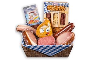 PIKANTEN WURSTBARON® Geschenkbox Bayern, Geschenkpaket mit Salami, Schinken und Speck, Wurstpaket mit ca. 1,1 kg