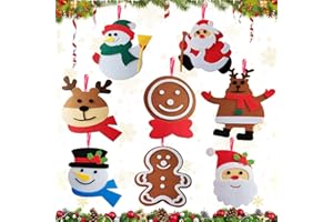 QUNKUN Craft Set Natale, 8 Pezzi Set fai da te per Natale, Artigianato di Natale Bambini, Feltro di Natale Craft Set, Bambini Craft Set, Decorazione di Natale DIY Craft Babbo Natale Decorazione