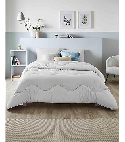 Night Lark Coverless Duvet Double 10.5 Tog Linen Collection Twilight Blue Superweiche, gemütliche und leichte Steppdecke Maschinenwaschbar, hypoallergen, schnell trocknend, All-in-One Wendedecke