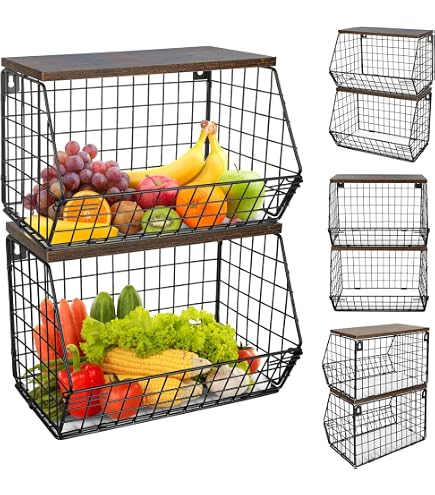 Support Corbeille à Fruits 3 Étages En Bois - Rangement Légumes Et Pain - 30x33x41cm