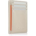 Travelambo Front Pocket Minimalist Leather Slim Wallet RFID Blocking Medium Size