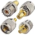 4 pcs Kit RF Adapter Coaxial Connector SMA to UHF PL259 SO239 Mount Connector WIFI Antenna Plug For Test Ham Radio Walkie Talkie amateurs Baofeng Uv-5R Wouxun Kenwood Icom Yaesu Two Way Radios