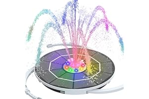 AISITIN 5.5W LED Solar Water Fountain with 3000mAh Battery,Solar Floating Pump with Various Spray Effects,with Rotating Crystal Ball,Solar Powered Fountain for Outdoor, Garden,Pond