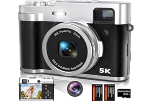 HAUYINCE 5K Digitalkamera,WiFi Autofokus Fotokamera mit 32GB Karte 16X Digitalzoom,48 MP Vlogging-Kamera mit Vorder- und Rückobjektiv, Sucher, Taschenlampe,Kompaktkamera für Teenager Anfänger Erwachsene