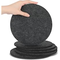 16 Dessous De Verre Ronds En Feutre Gris - Diamètre 10 Cm, Antidérapants, Absorbants, Avec Boîte Rangement - 5