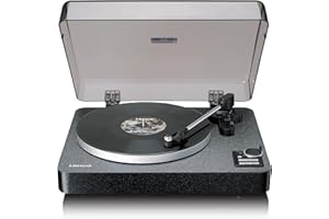 Lenco LBTA-165BK Vollautomatischer Plattenspieler - Bluetooth 5.3 - Holzgehäuse - Metall-Plattenteller & AT3600L Tonabnehmer - Auto-Start & Auto-Return - 2 Geschwindigkeiten (33/45 U/min) - Integriert