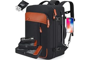 Lumesner Handgepäck-Rucksack, extra groß, 40 l, Flugzugelassen, Reiserucksack für Männer und Frauen, erweiterbar, großer Koffer-Rucksack mit 4 Packwürfeln