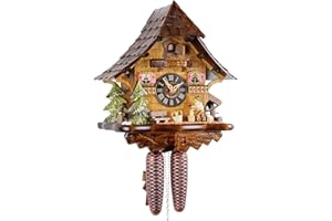 Reloj de cuco original de la Selva Negra, reloj de cuco de madera auténtica, mecanismo mecánico de 8 días, certificado VDS, Eble, 35 cm, 21440