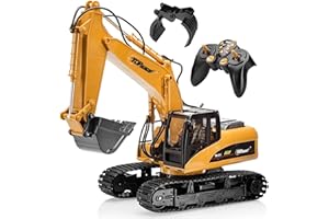 TOP RACE TopRace 15-kanałowy w pełni funkcjonalny pilot zdalnego sterowania, koparka, traktor, koparka, zabawka z nadajnikiem 2,4 GHz, 2 w 1, z wymienną łopatą TR-215/211