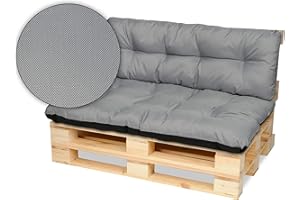 SuperKissen24. Cojín para Palet Sofá Banco 120x80 cm y Respaldo 120x38 cm Asiento Cómodo e Impermeable para Muebles Terazza Exterior - Gris