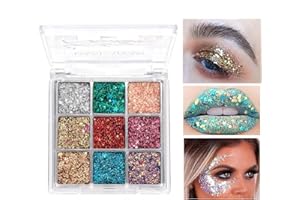 MTUVKGT Paleta De Sombras De Ojos Purpurina, Sombras De Ojos Brillantes Metálicas 9 Colores, Glitter Eyeshadow Palette Brillantes Para Mujeres, Paletas Maquillaje Altamente Pigmentadas (03)