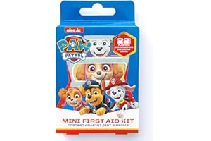 JELLYWORKS Paw Patrol Childrens Plaster First Aid Kit Including Saline Solution Wound Cleansing Wipes/Dressing Pad (Latex Free/Hypoallergenic/Wash proof/Breathable, Multicolour, 22 count