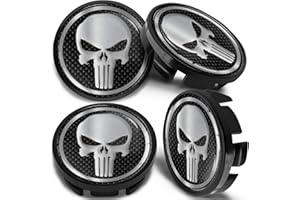 SkinoEu Compatible with Wheel Center Caps VW 65mm Centre Alloy Hubcaps Black Skull Silver CV 36