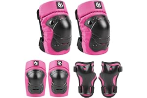 ValueTalks Knee Pads for Kids 6pcs Thickened&Longer Knee and Elbow Pads Set Adjustable Wrist Pads Protective Gear Kit for Bike,Riding,Roller Skates,Skateboard,Scooter