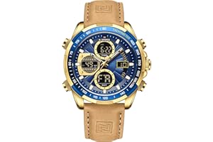 Naviforce Orologi digitali militari da uomo Orologio analogico al quarzo impermeabile Orologio sportivo multifunzionale in pelle