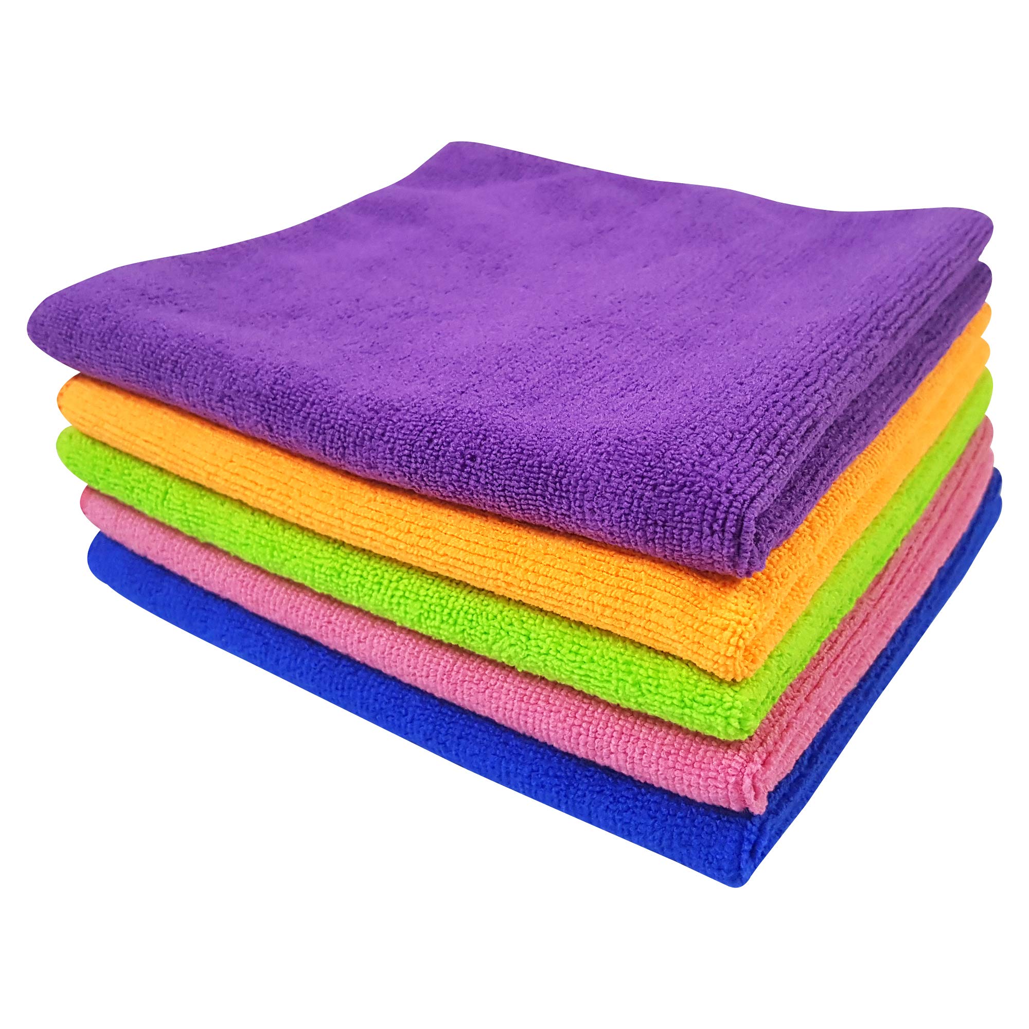 SOFTSPUN Microfiber Cloth 5pcs 40x40cms 340 GSM Multi-Color! Thick Lint & Streak-Free Multipurpose Cloths Automotive Microfibre Towels for Car Bike Cleaning Polishing Washing & Detailing.