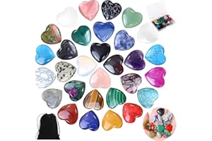Vleuexe 30 Piezas Piedras de Cristal,piedras naturales,Piedras Decorativas,Piedras en Forma de Corazón Gemas De Corazón,Piedras Curativas para Bricolaje Fabricación de Joyas,Meditación,Piedras Chakras