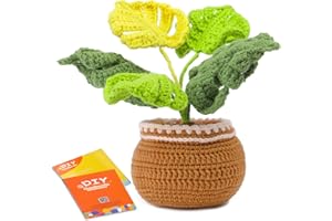 MASPHY Kit per Uncinetto per Principianti, Kit Tartaruga Foglia Vaso Piante All'uncinetto, Kit per Principianti all'uncinetto con Uncinetto e Tutorial Video, Uncinetto Starter Kit per Adulti e Bambini