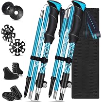 Anykuu Lot De 2 Bâtons De Randonnée Pliable – Bâtons Trekking Nordique Réglables 36-130 Cm – Aluminium 7075 + 14 Embouts Antichoc – Ultra Légers Et Robustes