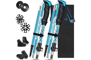 HOVIN Bastoni da Trekking,Bastoni Trekking Pieghevoli,Bastoncini Trekking Telescopici 107-131cm per l'escursionismo,il campeggio,lo sci