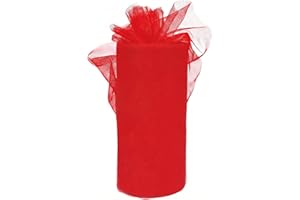 BRIMOREA Rotolo di Tulle 92m x 30cm Rosso, Tessuto in Tulle Organza per Decorazioni Matrimoni e Feste, DIY Tutu, Tabelle, Fiocchi, Craft, Nastro Decorativo per Natale e Porte