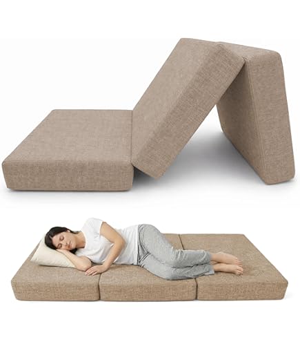 MAXYOYO Opvouwbare Matras Eenpersoons, 15 cm Comfortabele Opvouwbare Matras Met Chenille-Stof, Driekwijd Vloer Futon Bank Bed Voor Gast, Vouwmatras Topper Voor Camping, Marineblauw, Dubbel