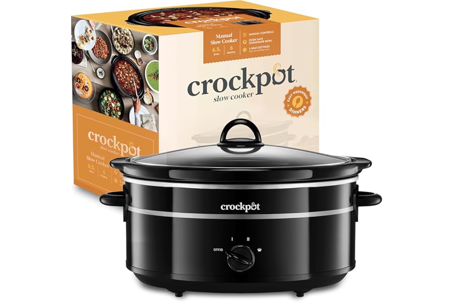 Crock-Pot Slow Cooker | Removable Easy-Clean Ceramic Bowl | 6.5 L (8+ People) | Black [SCV655B]