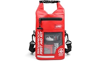 THRIAID 208 PCS Waterproof First Aid Kit, Roll Top Reflective Boat Dry Bag Bug Out Bag, Emergency Medical Kit Ideal for Boating, Camping, Fishing, Kayaking, Floating, Red