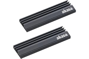 Akasa Radiator M.2 SSD, aluminiowa płetwa chłodząca radiatora, wstępnie nałożona taśma termiczna 71 x 22 x 6,4 mm, pasuje do SSD M.2 2280, czarny, 2 sztuki, A-M2HS01-KT02
