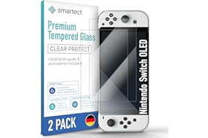 smartect Szkło Hartowane [2 Sztuki, Clear] dla Nintendo Switch OLED, Szklana Ochrona Ekranu 9H, Ochraniacz Ekranu bez Pęcherzyków, Bez Odcisków palców