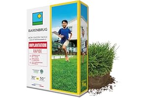 BARENBRUG - Gazon Implantation Rapide - Germination en 7 Jours - Tapis Dense et Résistant - Autoréparation Naturelle - Engrais Compatible Agriculture Biologique - Fabriqué en France - 1KG
