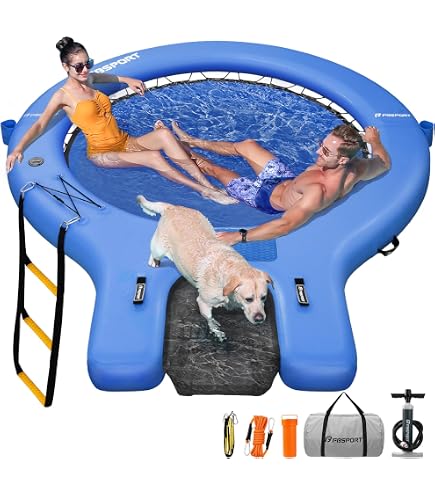 GOPLUS Île Flottante Gonflable Avec Auvent – 2-3 Places, 186x186x155 Cm, Charge 200 Kg, Pour Piscine, Plage Ou Jardin, Sans Souffleur