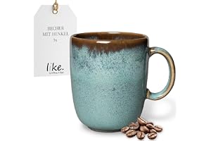 Villeroy & Boch like. by Lave glacé mugg med handtag, 400 ml, elegant lergods mugg för hela dagen, diskmaskinssäker