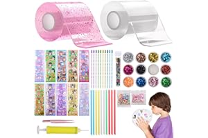 ZOCONE 49 Pezzi Kit Nano Tape Bubble Bambini, Kit Nano Nastro Adesivo per Bolle Soffiabili, Nastro Biadesivo Nano Tape Colorati per Artigianato Fai Da Te Giocattoli per Bambini