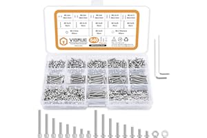 M2.5 Schrauben Set, VIGRUE 840Pcs M2.5 Sechskantschraubenset, Edelstahl Metrische Schrauben und Muttern set, SchraubenSortiment Innensechskant Gewindeschrauben,Maschinenschrauben