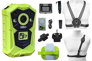 Brifield® BR1 NEO Body Camera - 128GB Ultra HD Wearable Bodycam, Professional Personal Protection, Doorman, Bouncer, SIA Neon Yellow Security Camera, Klick Fast Accessories
