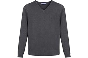 Trutex Plain V Neck Jumper 100% Cotton Unisex Girl's Boy's Kids Size Age 3-16+ Years, Men's Size XXS to 3XL | Standard Fit Long Sleeve School Jumpers