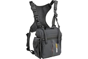 WOLFHUNT Harnais binoculaire à fermeture magnétique, étui bino avec pochette détachable pour télémètre, sac de camouflage avec sangle réglable pour la chasse, l'observation du terrain