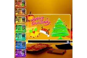 POFIBO Tavola da disegno a LED con nove modalità di colore, UPGRADE LED con interruttore on/off, facile da pulire e aggiornato, lavagna da colorare a LED con 7 penne al neon, 30 x 20 cm, regalo creativo per