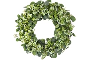 Betylifoy Artificial Eucalyptus Wreath for Front Door Spring Wreath with Berries 22 Inch Large Green Leaf Wreath for Wall Window Porch Farmhouse Patio Party Decor (Green Eucalyptus)